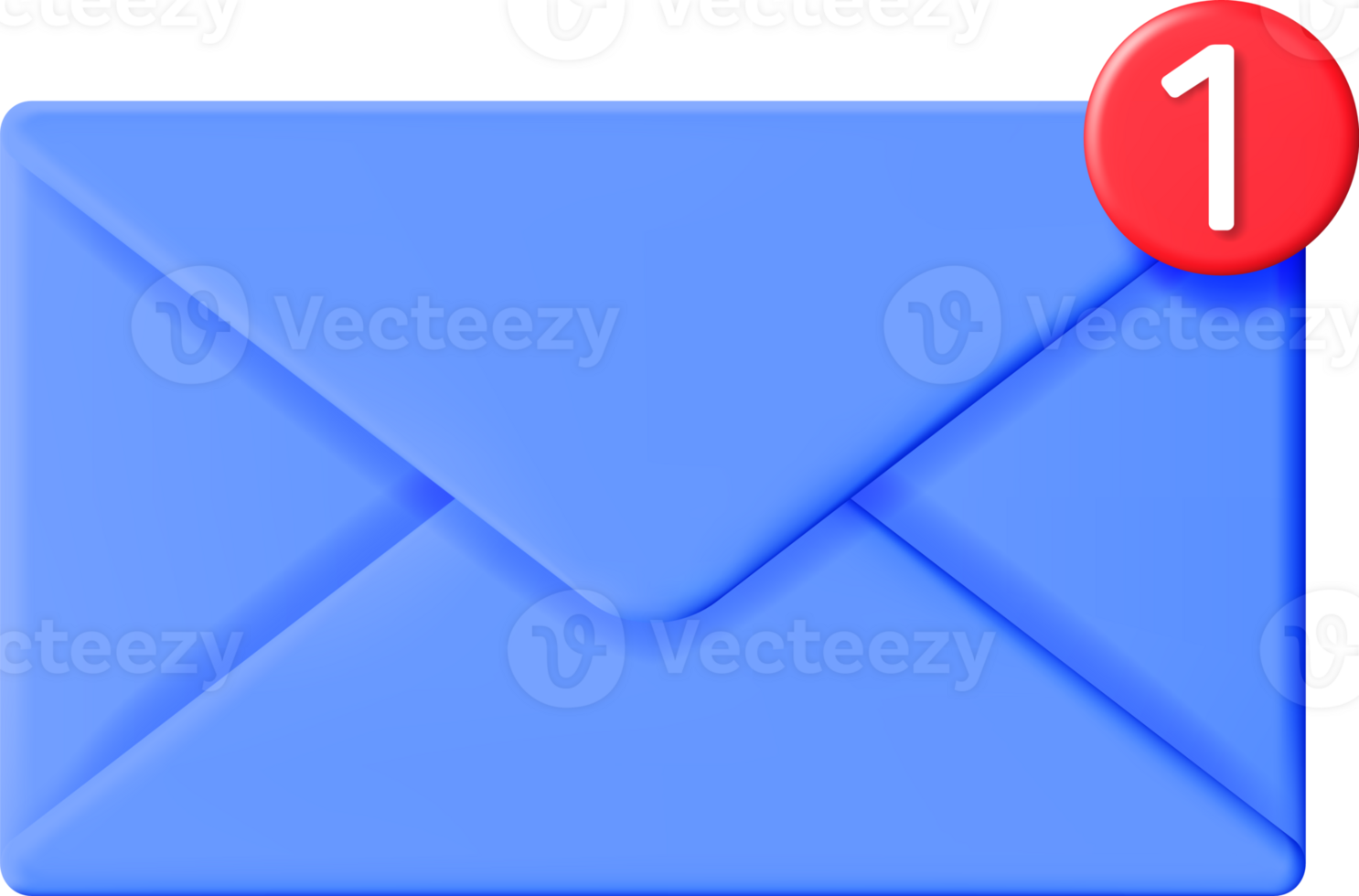 3D Mail Envelope with Notification New Message png