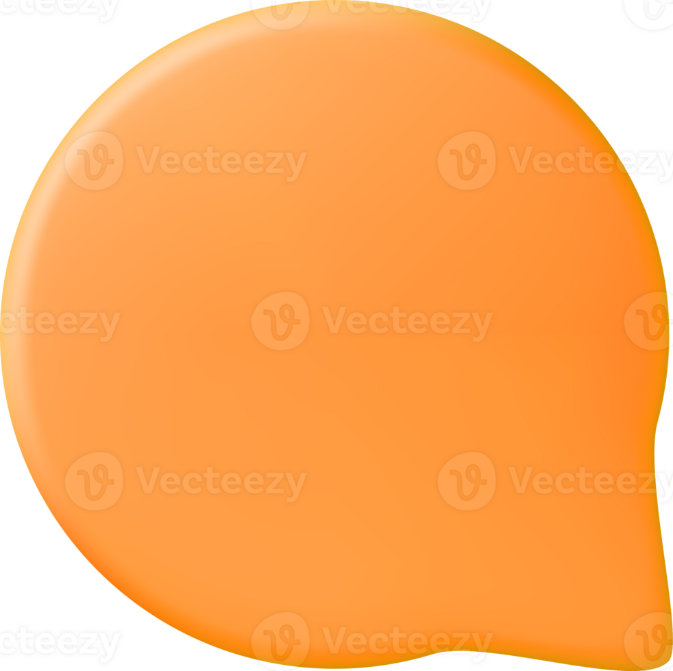 3D Orange Blank Speech Bubble png