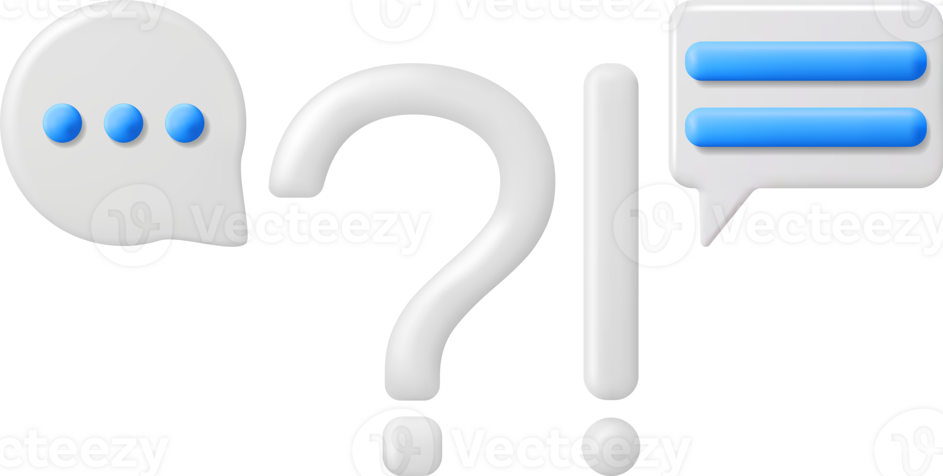 3d Question Exclamation Marks with Chat Bubbles png