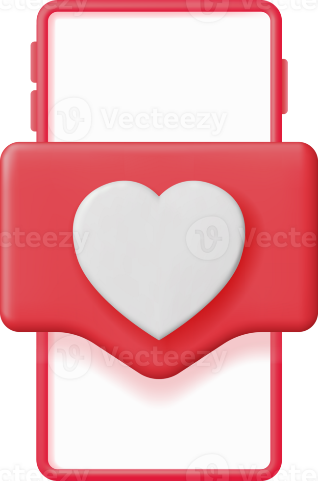 3D Like Icon with Heart and Smartphone png
