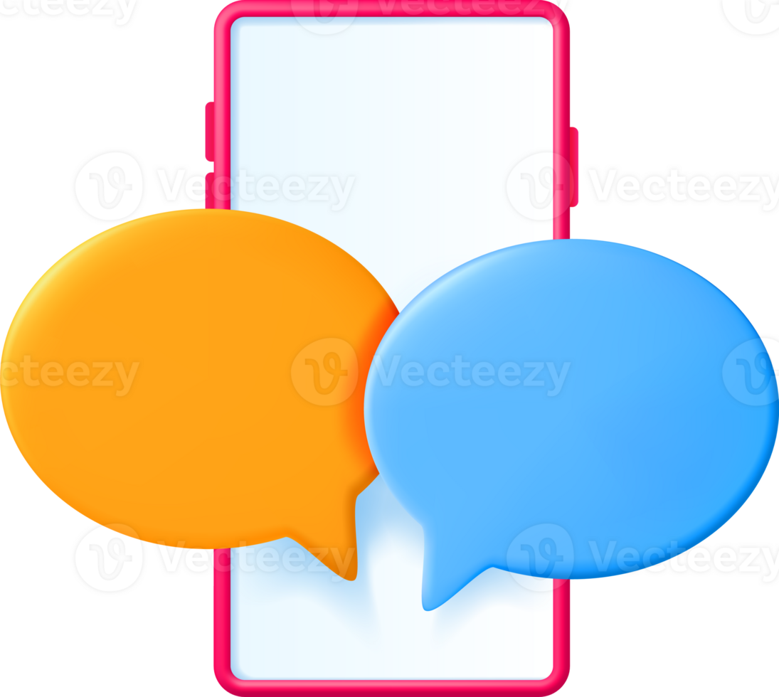 3D Smartphone with Text Bubble png