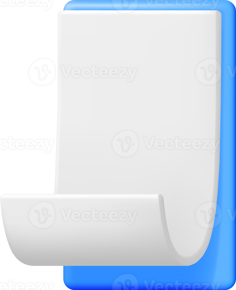 3D White Paper Scroll in Blue Clipboard png
