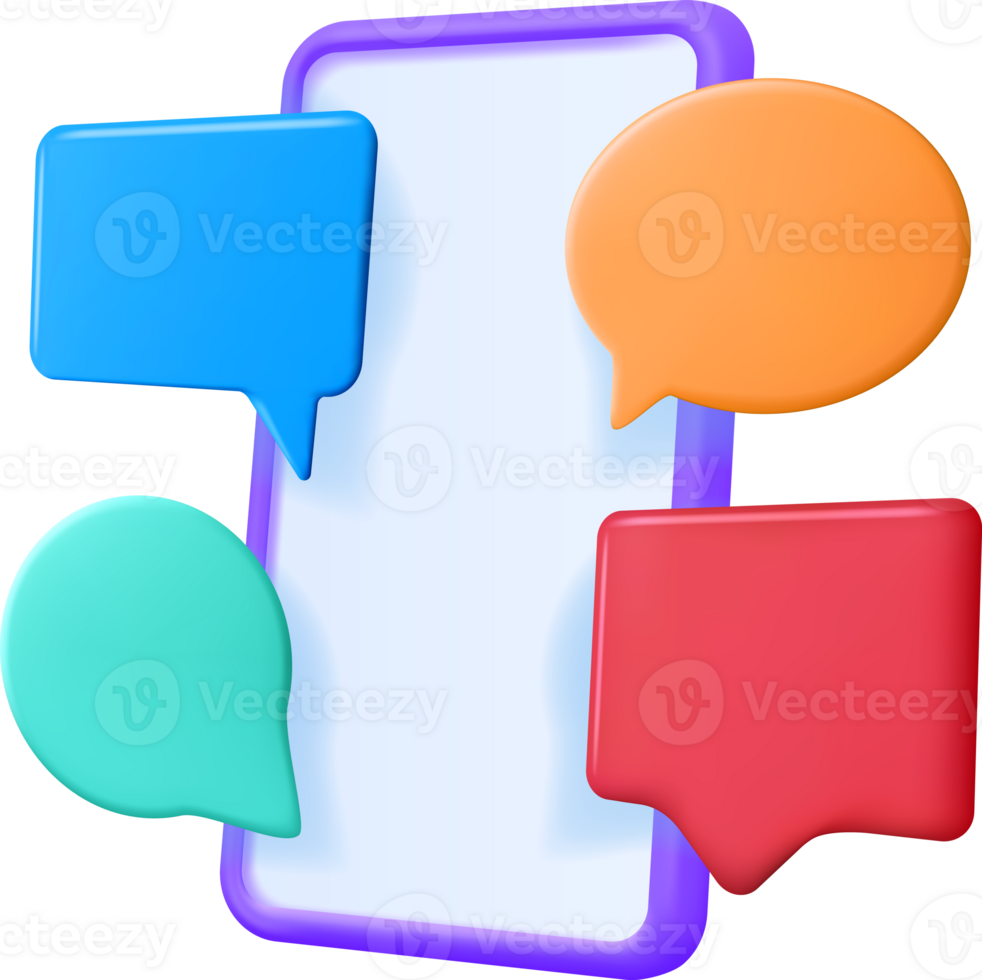 3D Smartphone with Text Bubble png