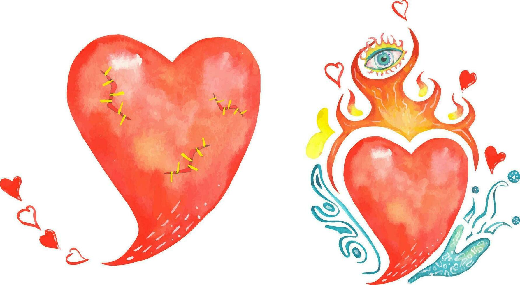 conjunto de 2 resumen ilustraciones para San Valentín día. acuarela. vector