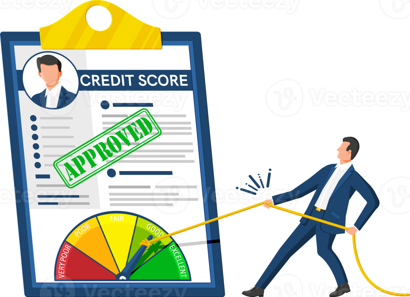 Businessman changing personal credit information png