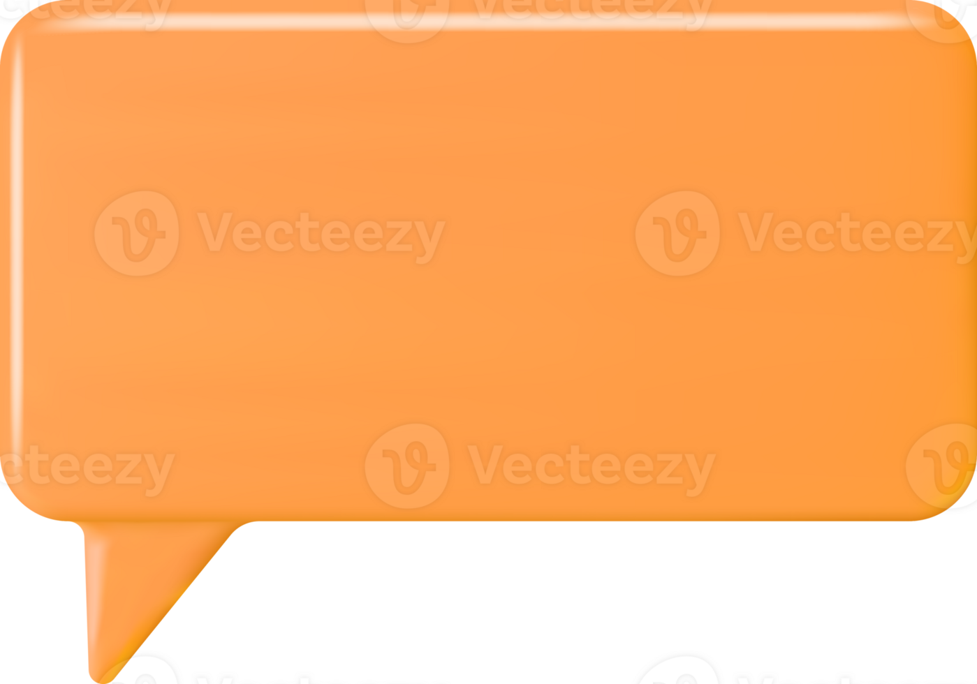 3D Orange Blank Speech Bubble png