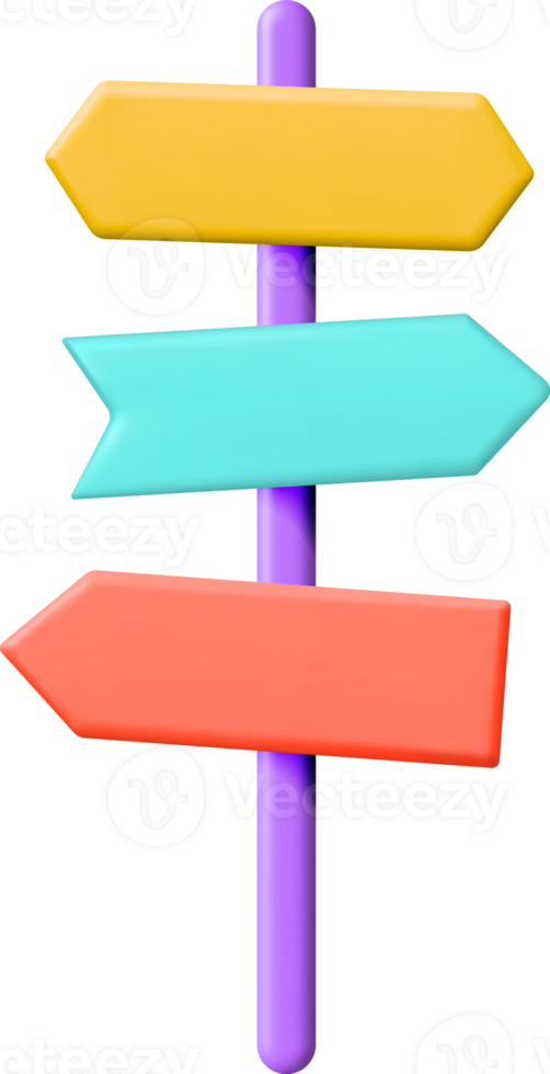 3D Empty Signpost with Directions png