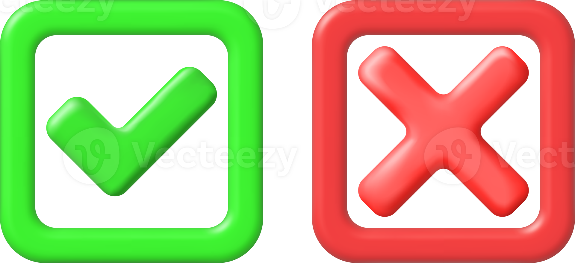 3D Right and Wrong Button in Square Shape. png
