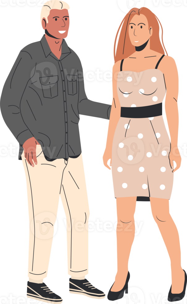 Women in dress and man in shirt isolated png