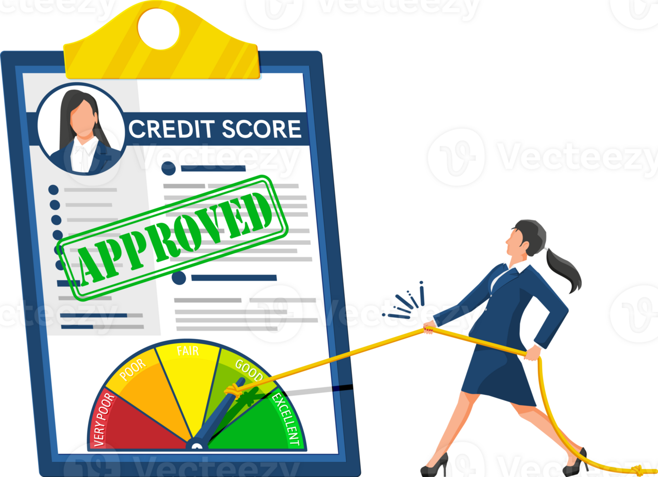 Businesswoman changing personal credit information png