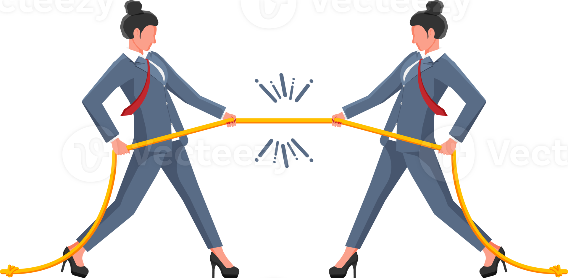 Two businesswomen pull of rope png