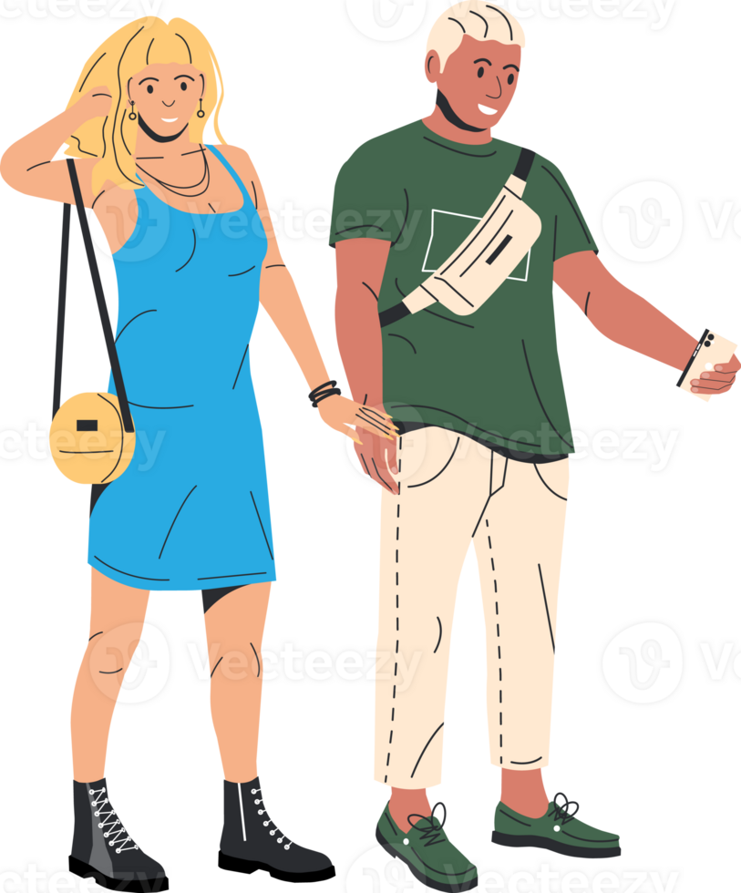 femmes dans robe et homme avec taille sac png