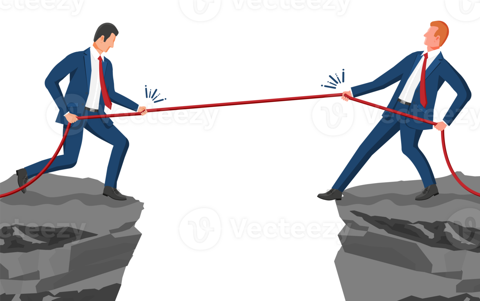 Two businessman pull of rope png
