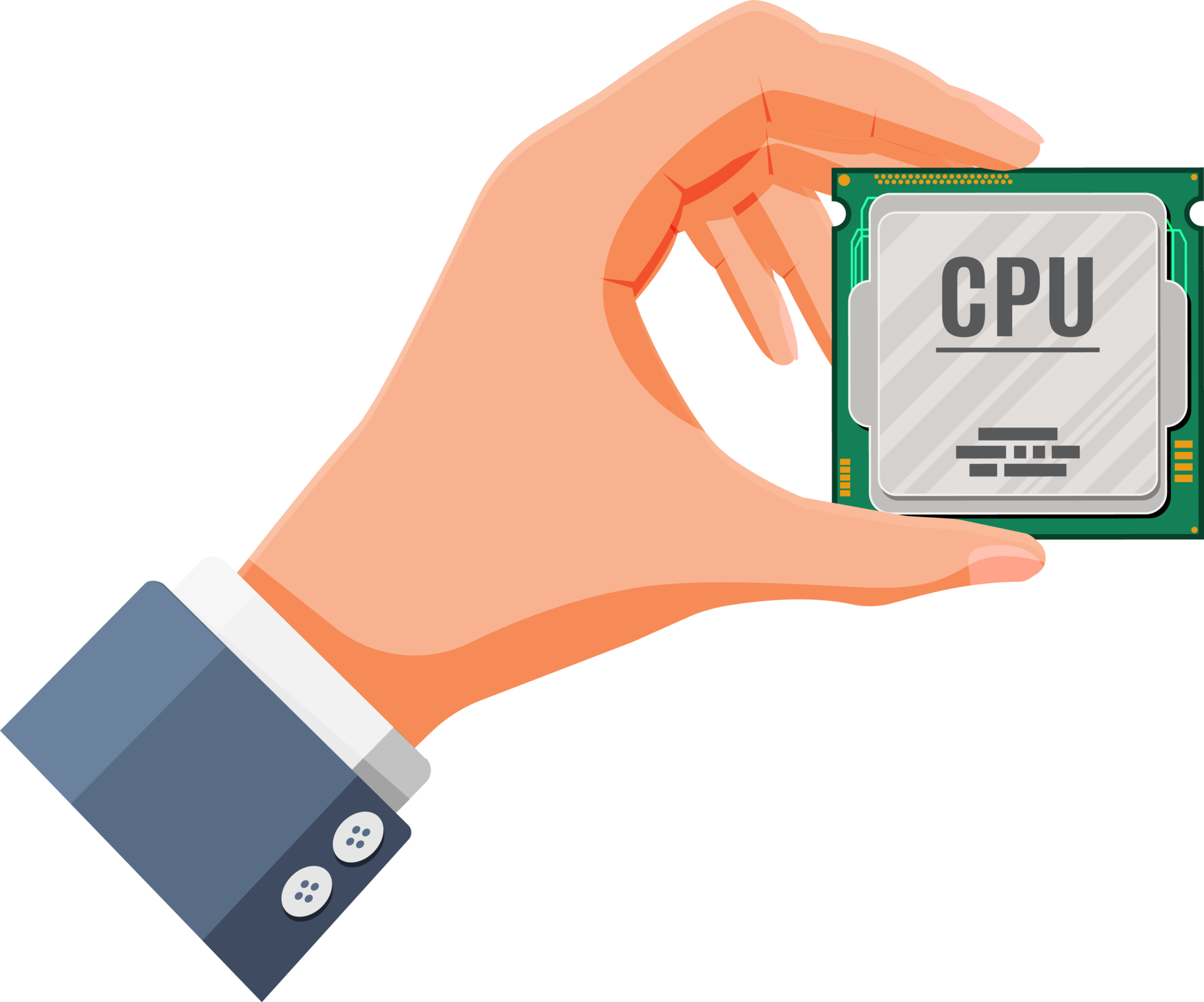Computer processor chip in hand 35715640 png