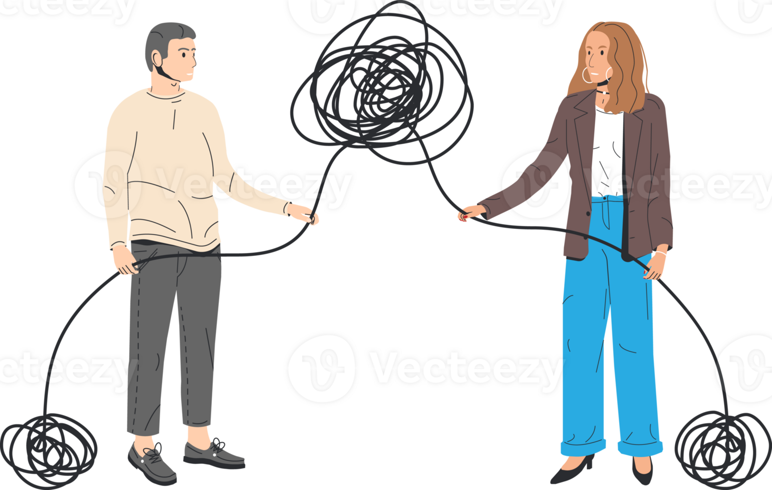Pareja desenmarañar el enredo de problemas png
