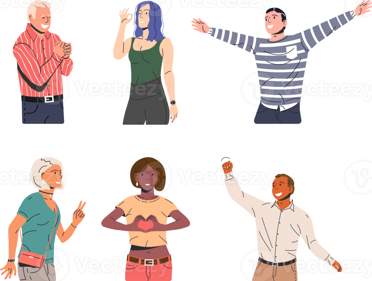 People showing positive body language gestures png