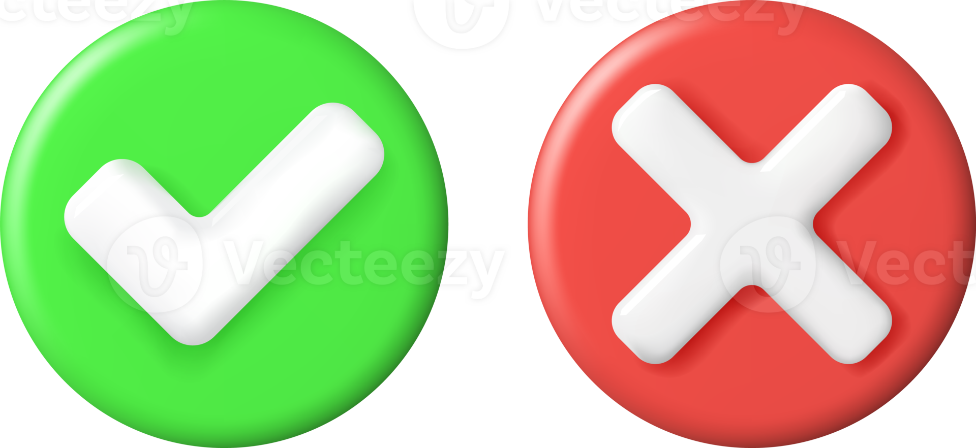 3D Right and Wrong Button in Round Shape. png