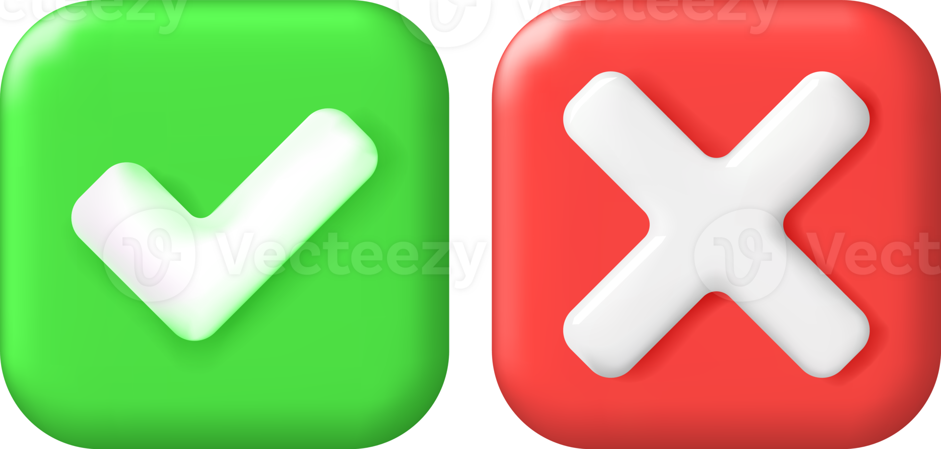 3D Right and Wrong Button in Square Shape. png