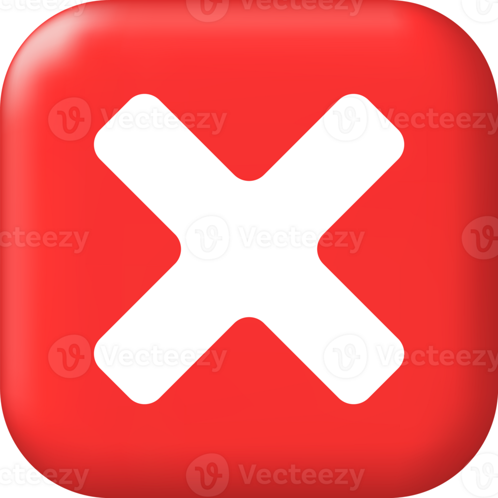 3D Wrong Button in Square Shape. 35715714 PNG
