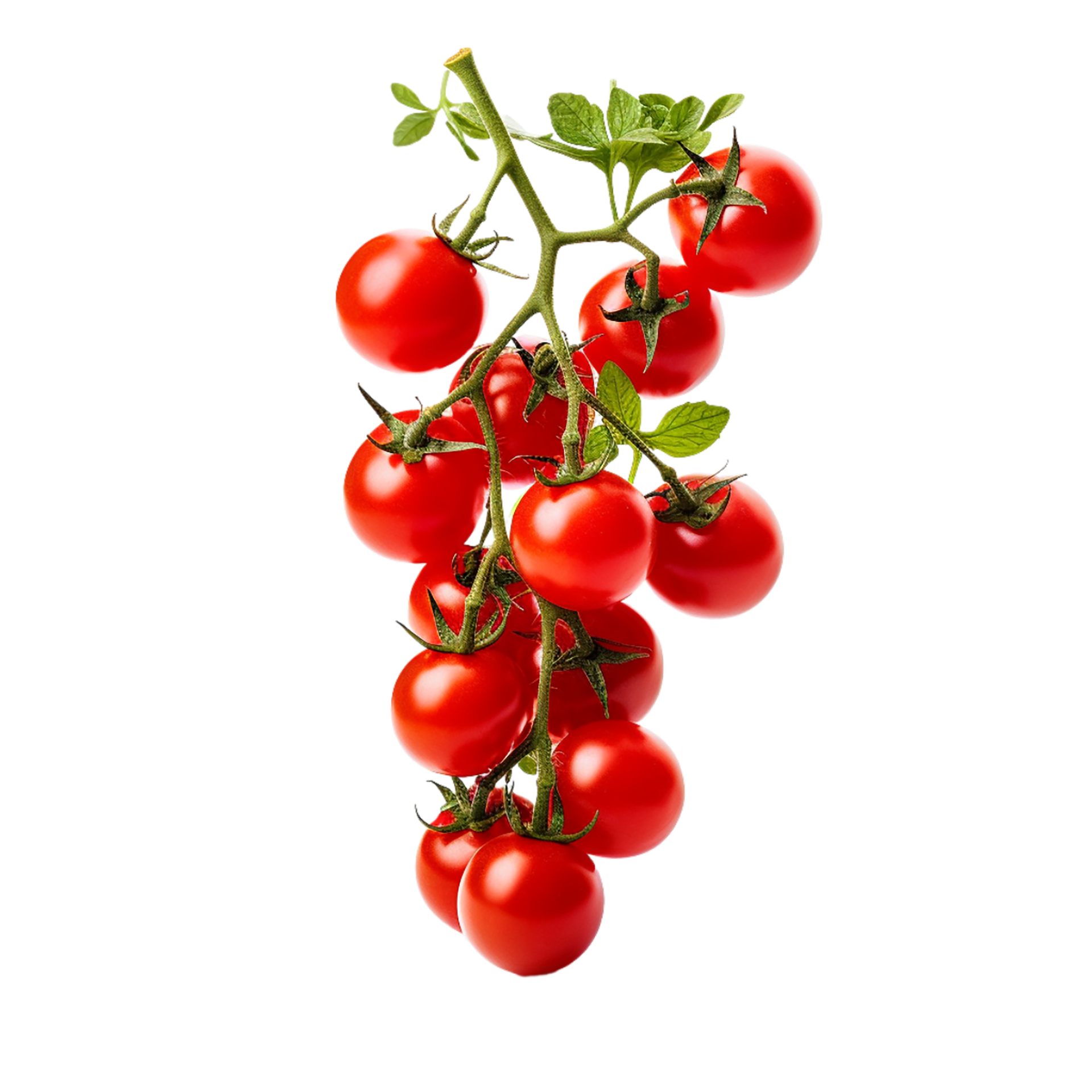 AI generated Cherry Tomatoes on the Vine on transparent background PNG