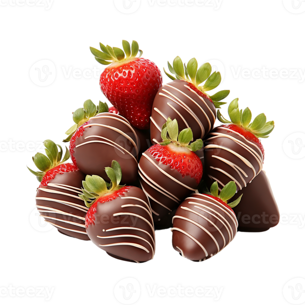 ai généré Chocolat couvert des fraises sur transparent Contexte png image