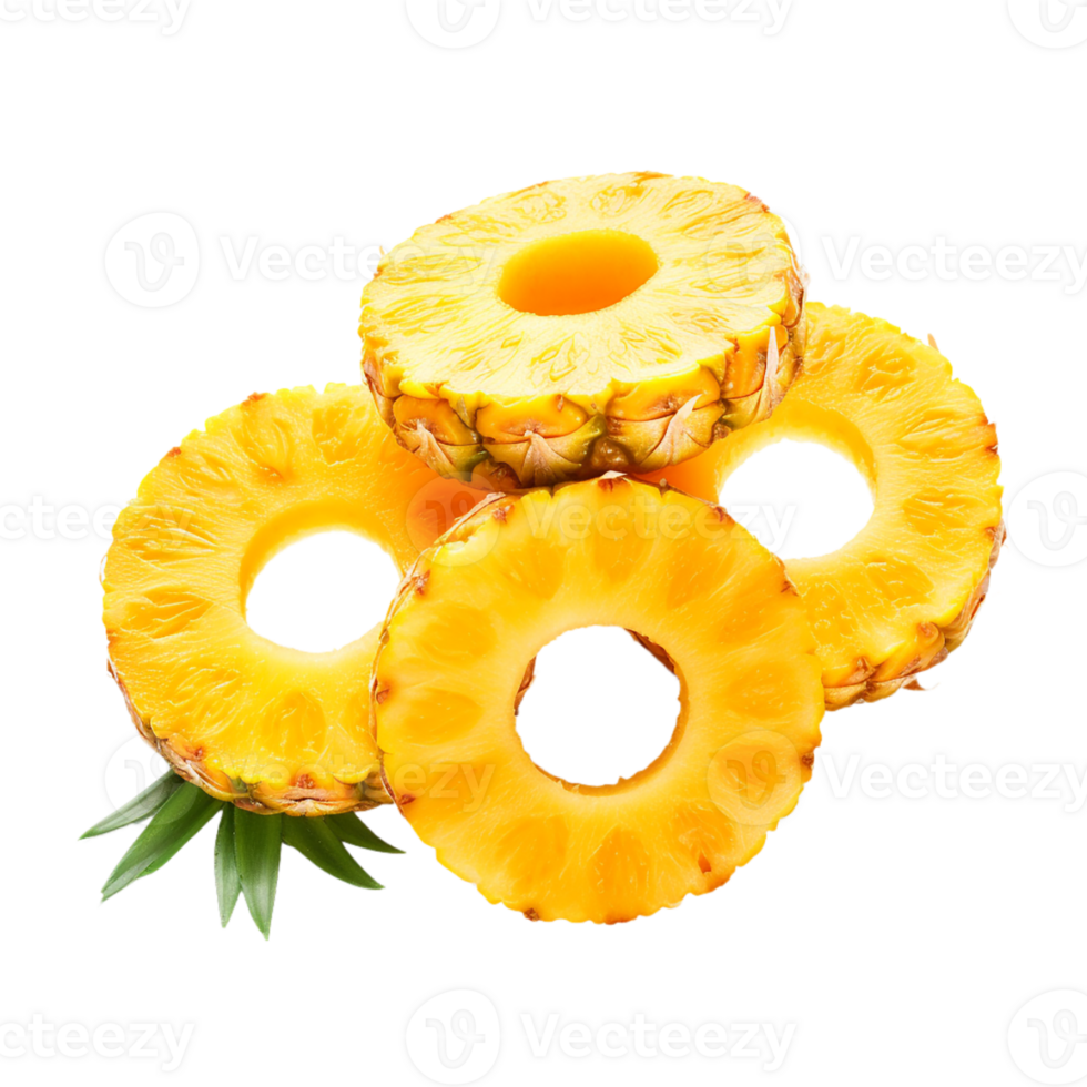 AI generated slice of pineapple on transparent background PNG image