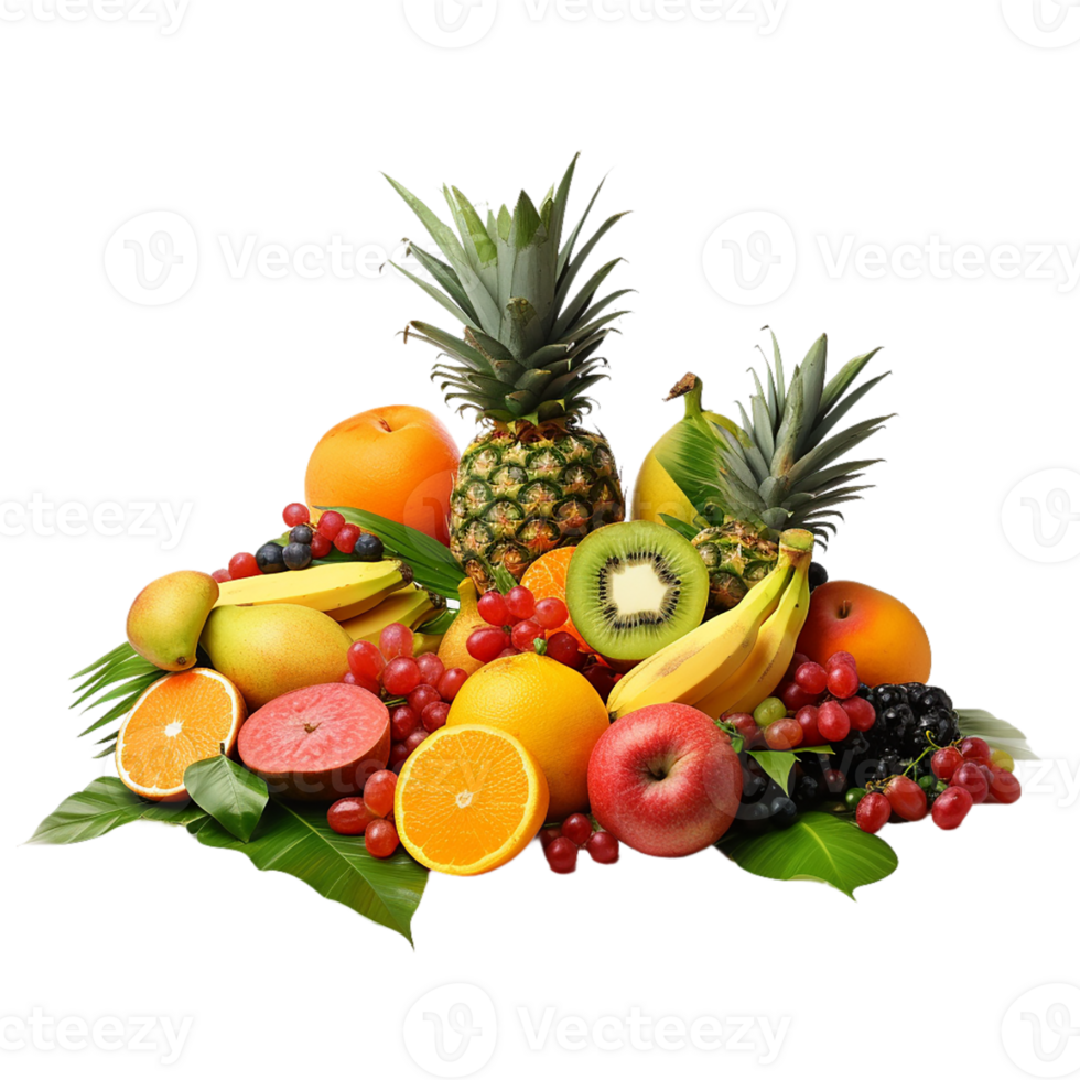 AI generated fruits and vegetables  on transparent background PNG image