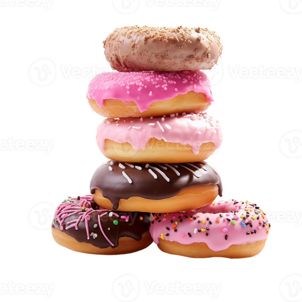 AI generated Doughnut Assortment on transparent background PNG image