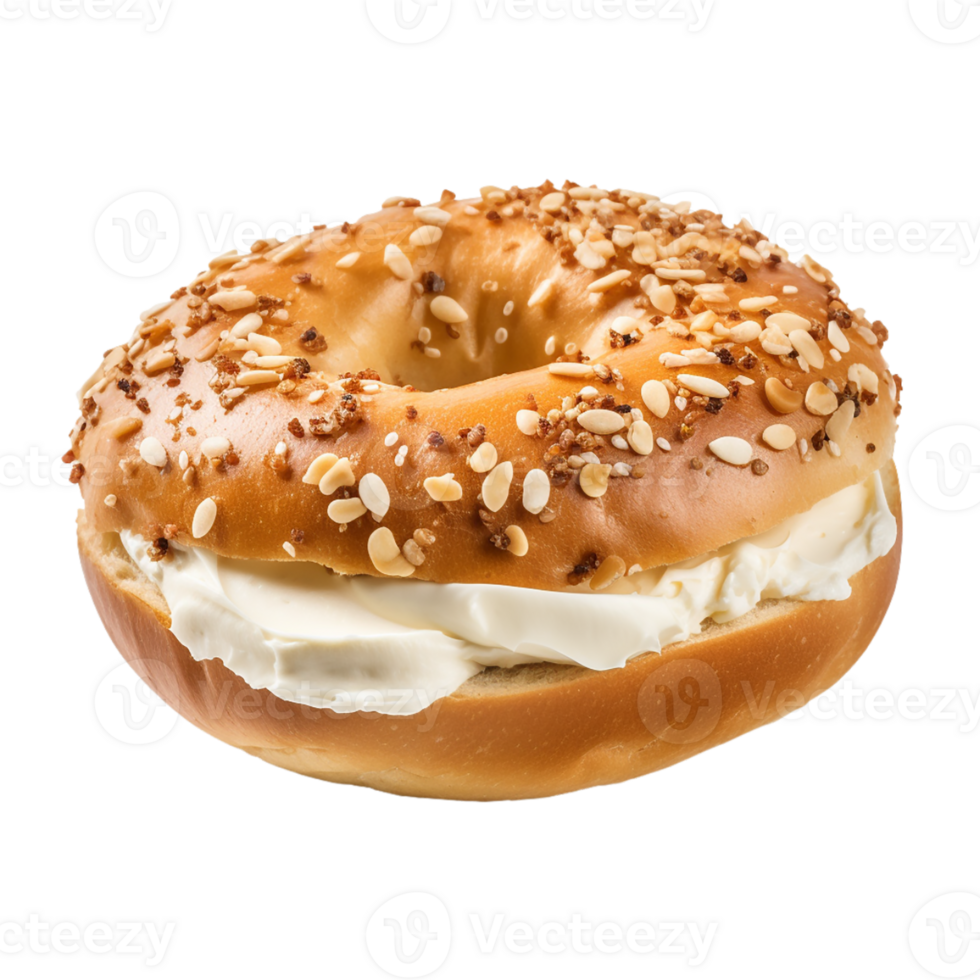 AI generated Bagel with Cream Cheese on transparent background PNG image