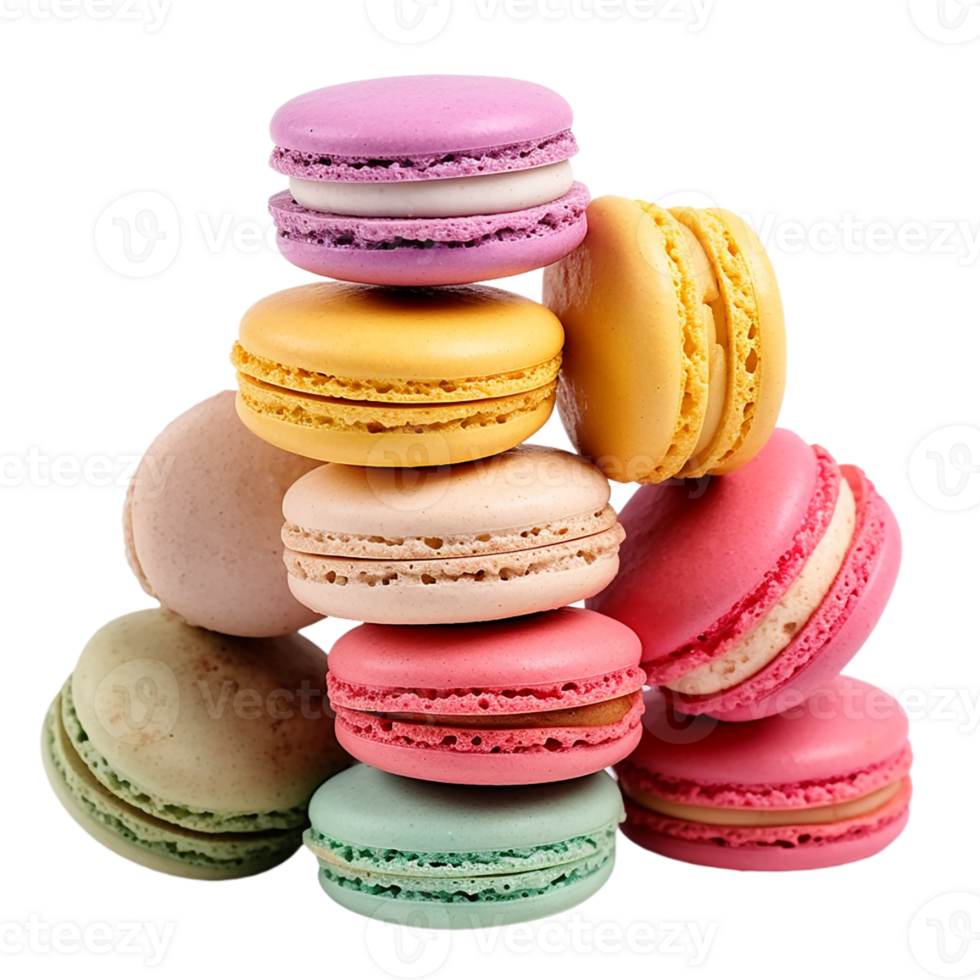 AI generated Colorful Macarons on transparent background PNG image