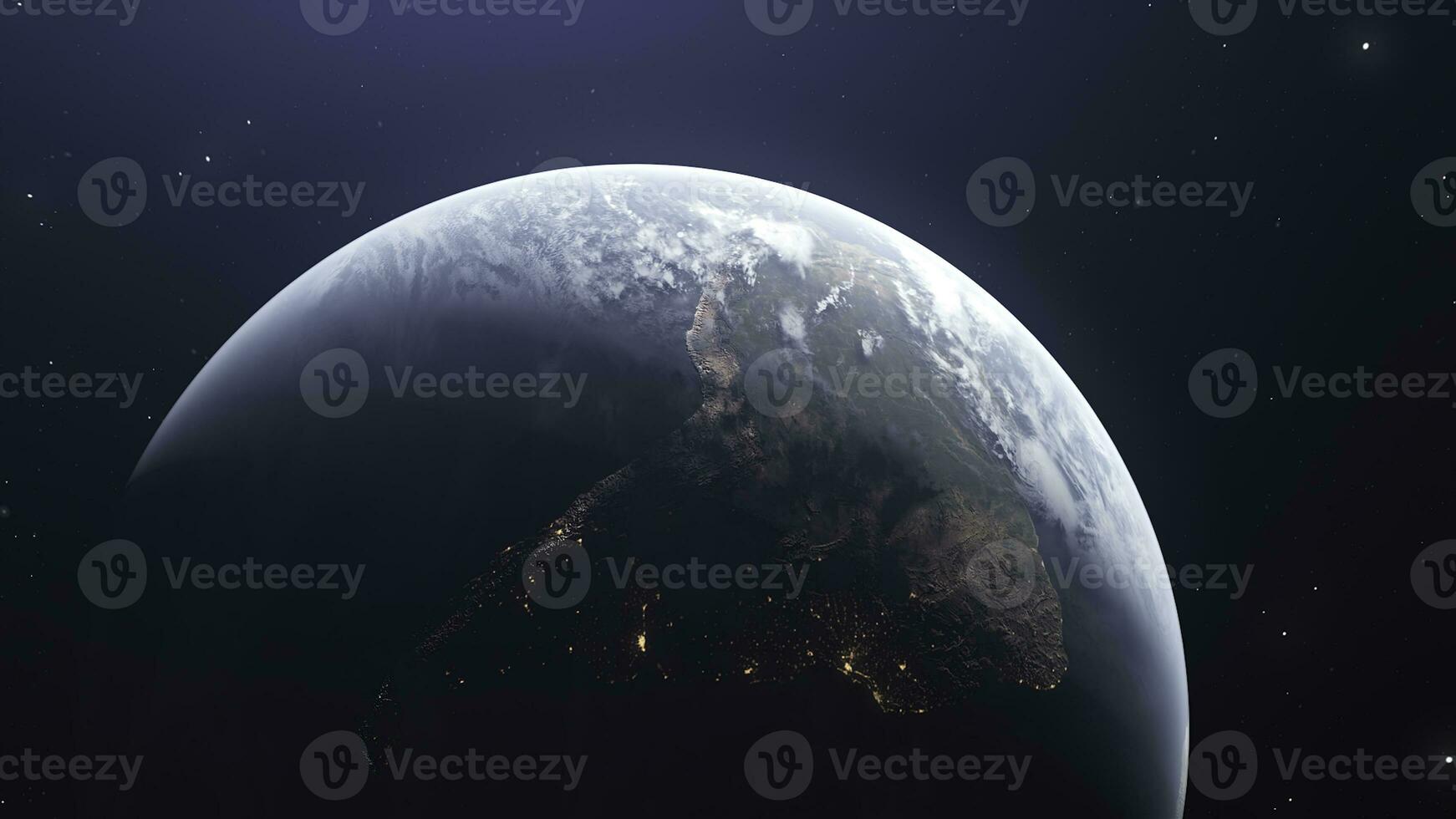 3D model of rotating planet. Motion. Naturalistic animation of rapidly rotating planet in space. Rotating planet on background of space with stars. Astronomy and Astrology photo