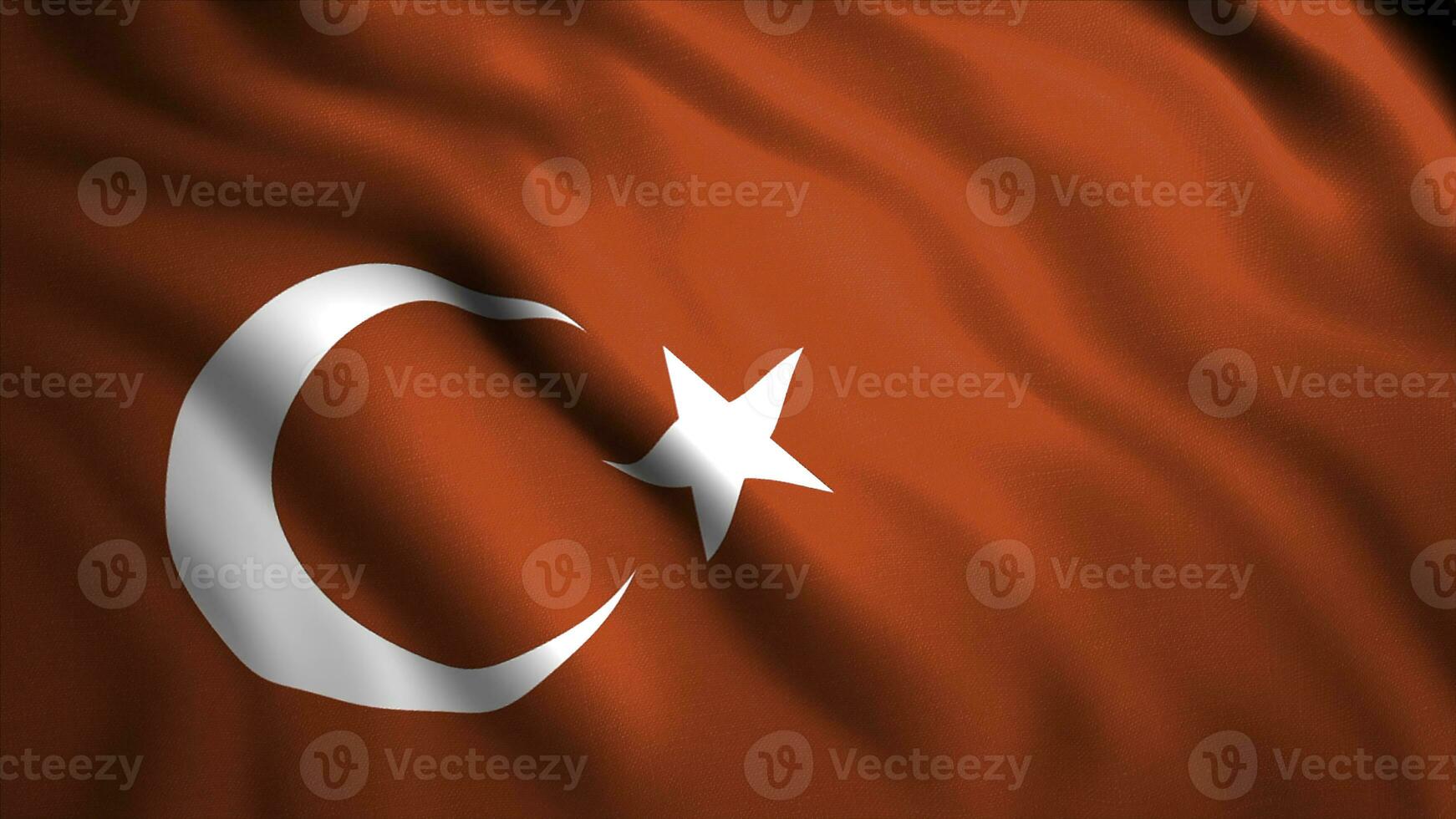 Turkey flag waving in the wind with highly detailed fabric texture. Motion. Beautiful red Turkey flag. photo