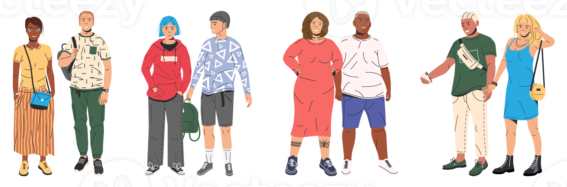 Women and man, diverse couples png