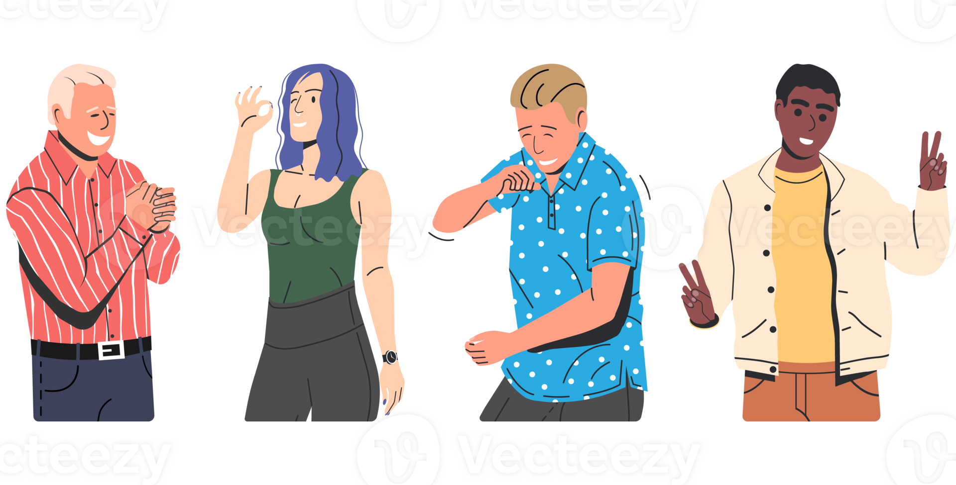 People showing positive body language gestures png
