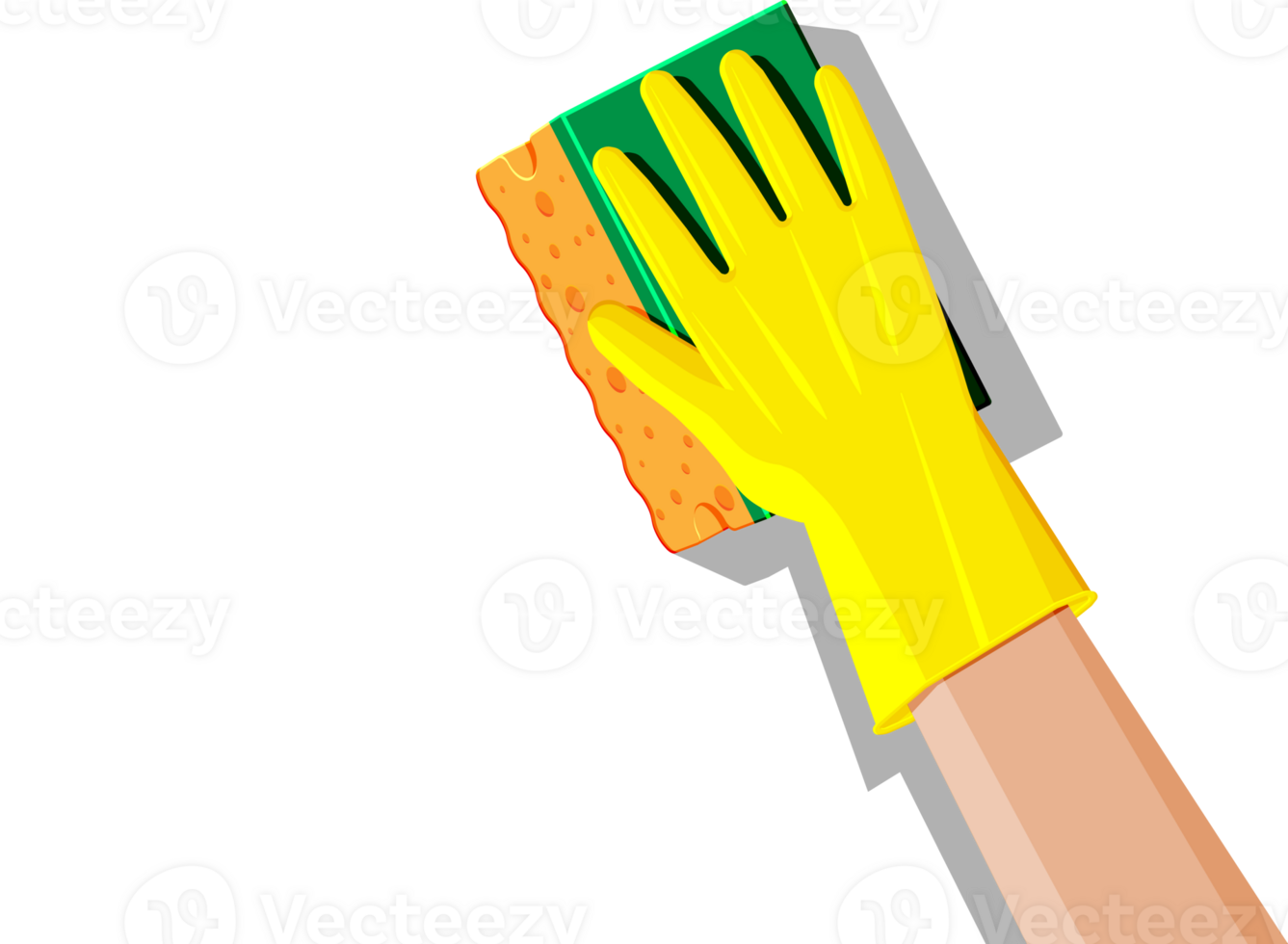 Hand in gloves with sponge png