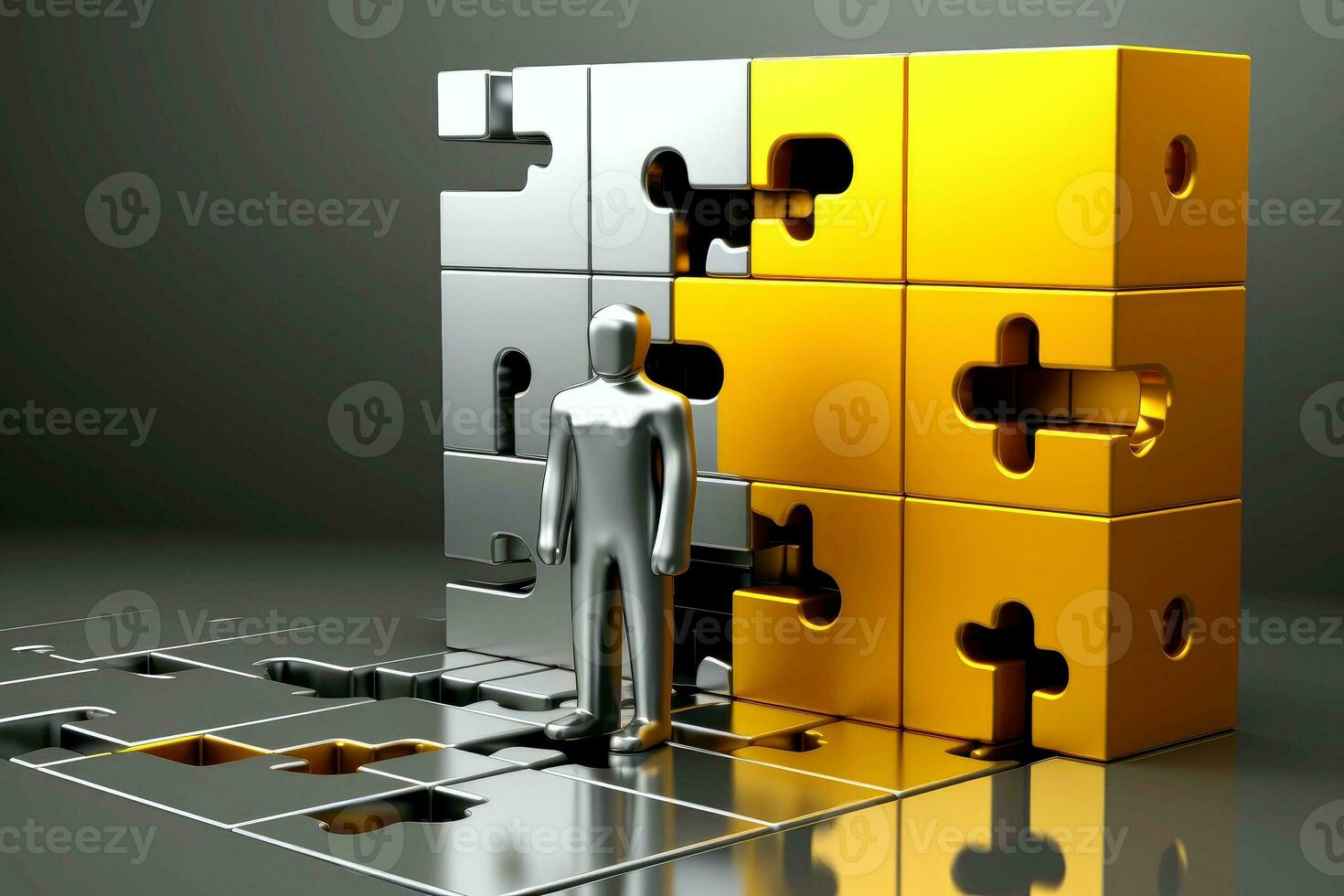 AI generated Abstract 3d human character of team leader,problem-solving, business challenge concept, Generative AI photo