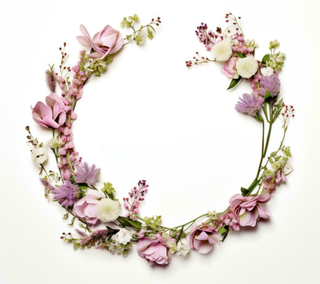 AI generated flower frame, isolated photo