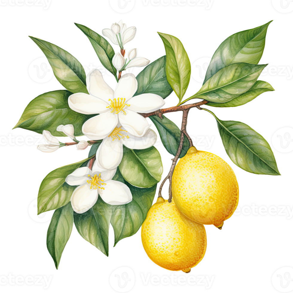 AI generated Watercolor lemon illustration png