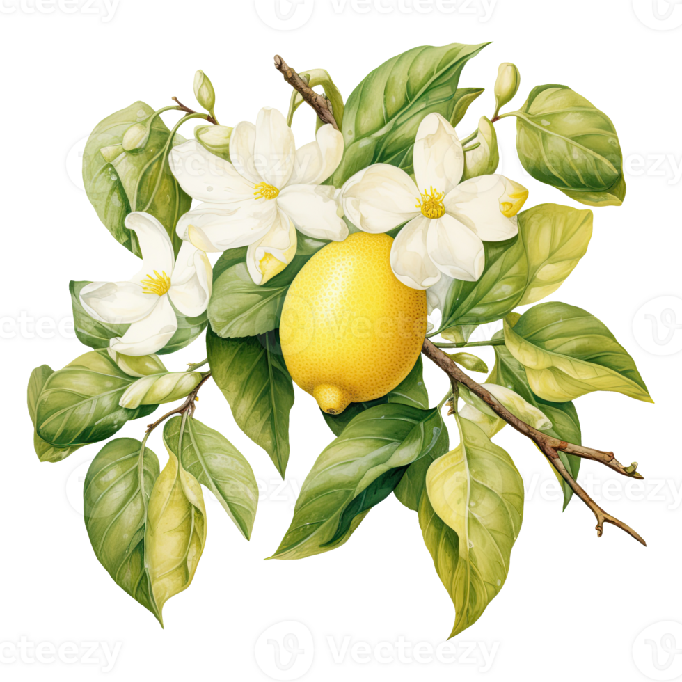 AI generated Watercolor lemon illustration png
