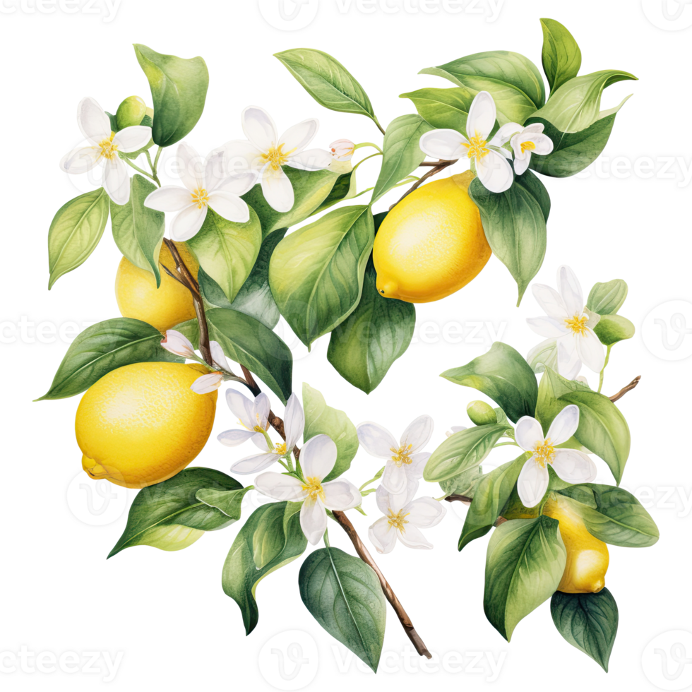 AI generated Watercolor lemon illustration png