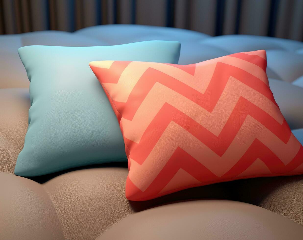 AI generated two colorful pillows in a chevron pattern photo