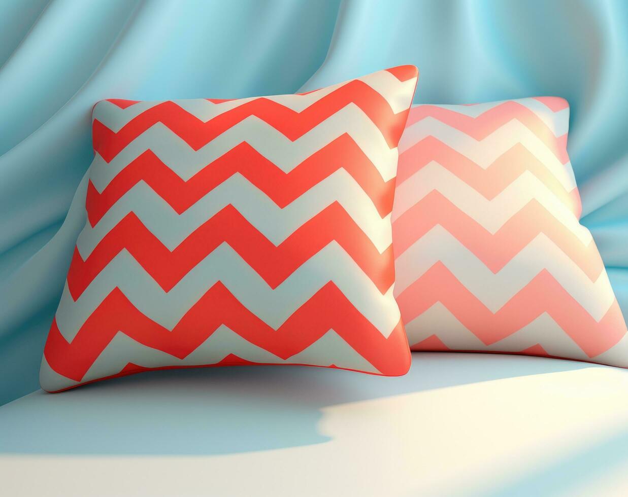 AI generated two colorful pillows in a chevron pattern photo