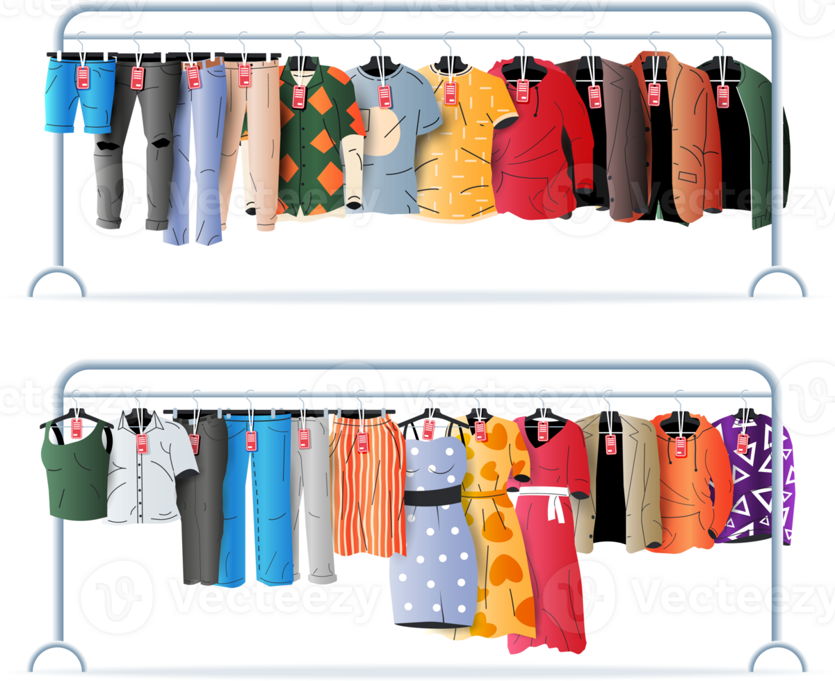 Womans and mans clothes on hanger png