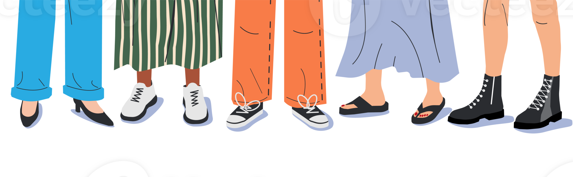 Various female shoes with feet png