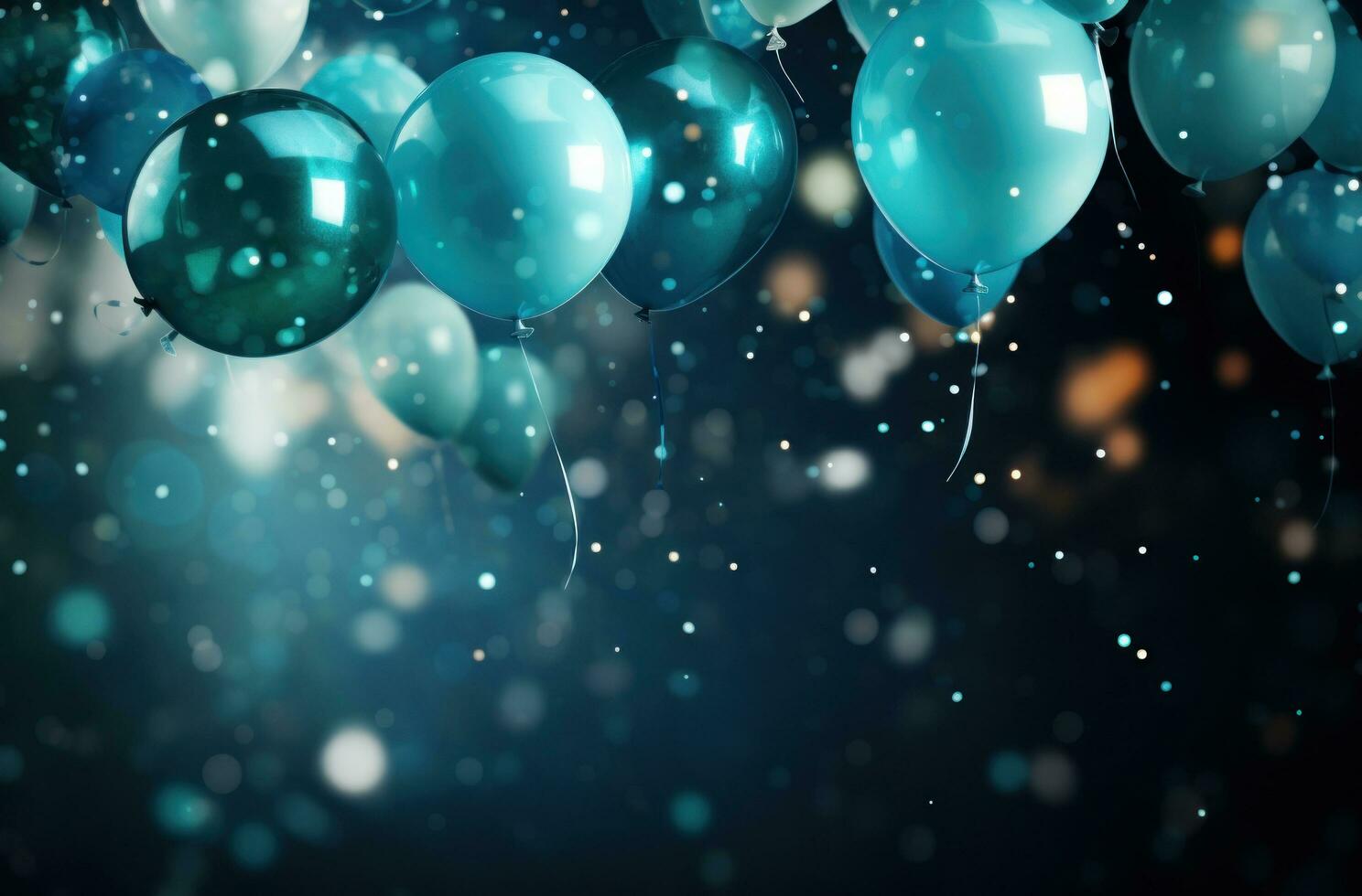 AI generated confetti filled with balloons over a dark background photo