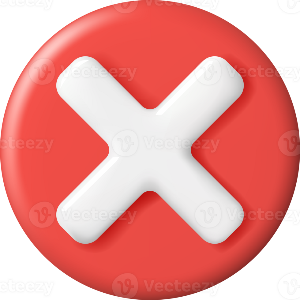 3D Wrong Button in Round Shape. 35716983 PNG