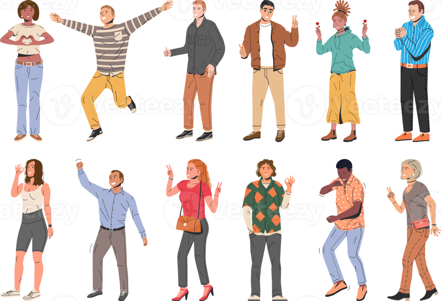 People showing positive body language gestures png