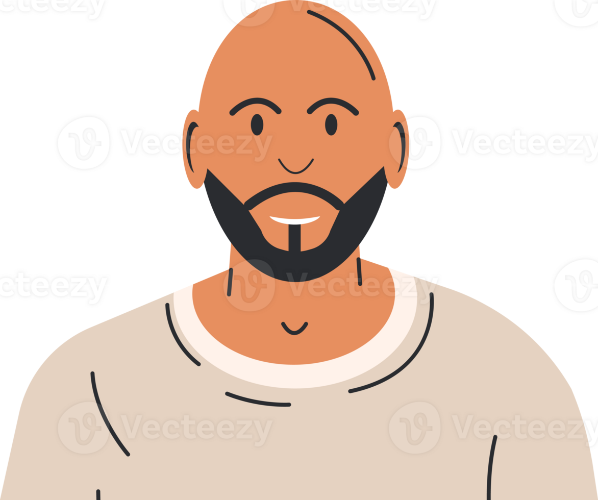 Bald young man with beard png