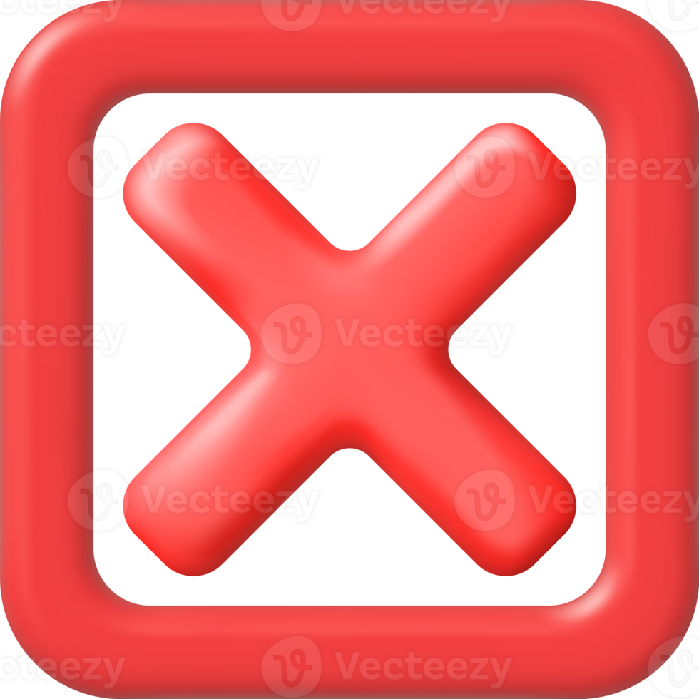 3D Wrong Button in Square Shape. png