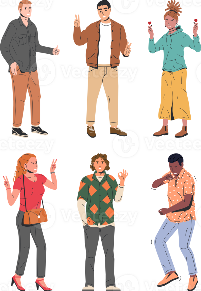 People showing positive body language gestures png